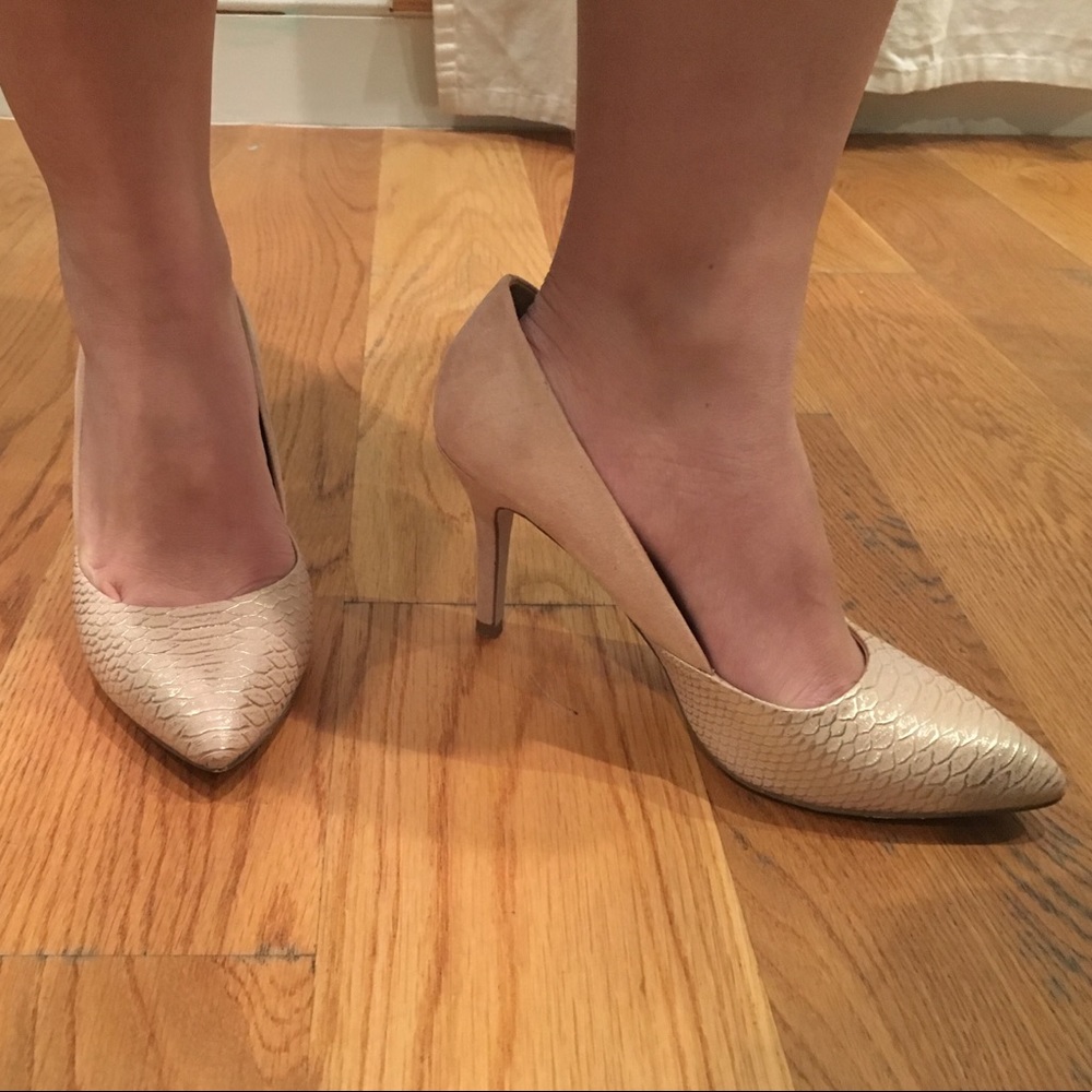 Asos Miss KG Nude Snakeskin Heel, Size 7.5